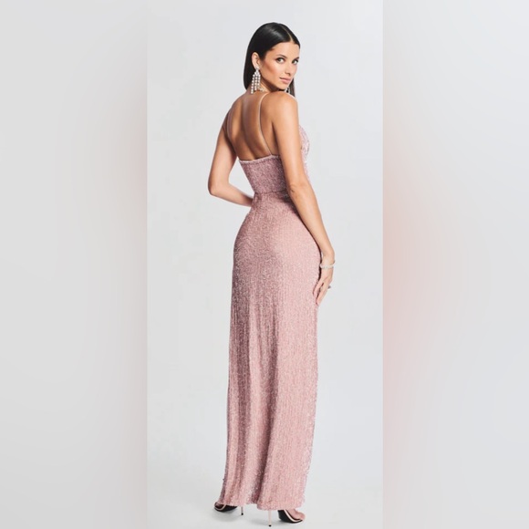 Retrofete Pink Maxi full sequined Dress small w/ leg slit NWOT (NYE) - Picture 3 of 8
